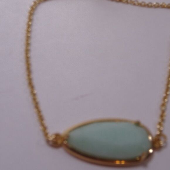 Anthropologie Mint Stone Resin Oval Gold Snake Chain Slider Bracelet NWOT $58.00 - Picture 5 of 7